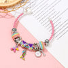 Pink Leather Bracelet Colorful Enamel Cute Puppy Dog Pendant Charm Bracelets For Women  Jewelry