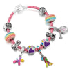 Pink Leather Bracelet Colorful Enamel Cute Puppy Dog Pendant Charm Bracelets For Women  Jewelry