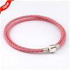 Pink Leather Bracelets 100% 925 Authentic Sterling Silver Fine Jewelry