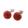 Pink/Orange Red/ Silver/Champagne Rhinestone Ball Stud Earrings in Solid 925 Sterling Silver Women Ear Studs for Party