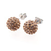 Pink/Orange Red/ Silver/Champagne Rhinestone Ball Stud Earrings in Solid 925 Sterling Silver Women Ear Studs for Party