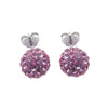 Pink/Orange Red/ Silver/Champagne Rhinestone Ball Stud Earrings in Solid 925 Sterling Silver Women Ear Studs for Party