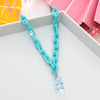 Pink Plastic Resin Chain Colorful Cartoon Gummy Mini Bear Resin Necklace Candy Color Pendant For Women Girl Jewelry Gift