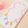 Pink Plastic Resin Chain Colorful Cartoon Gummy Mini Bear Resin Necklace Candy Color Pendant For Women Girl Jewelry Gift