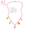 Pink Plastic Resin Chain Colorful Cartoon Gummy Mini Bear Resin Necklace Candy Color Pendant For Women Girl Jewelry Gift