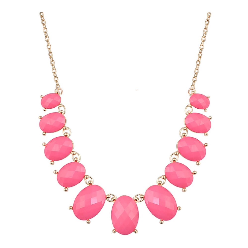 Pink Resin Necklaces Pendant Boho Statement Necklace