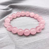 Pink Rose Powder Crystal Quartz Natural Stone Streche Lucky Bracelet Elastic Cord Pulserase Jewelry Lovers Woman Gift