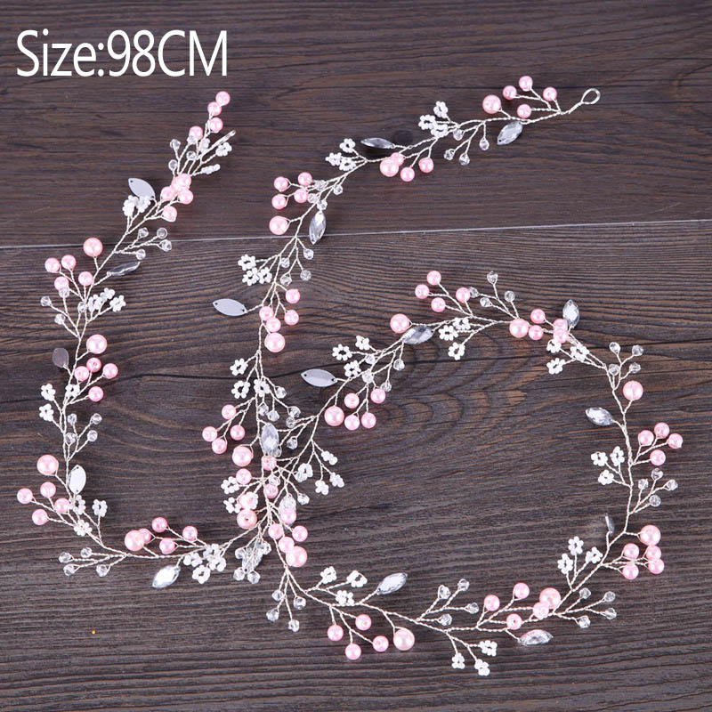 Pink wedding headband crystal wedding hair accessories hair vine bridal Hairband Crown Headpiece Bride Bridesmaids Jewelry