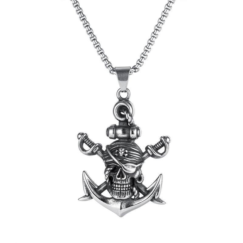 Pirates of The Caribbean Anchor Pendant Necklace for Men Retro Punk Hip Hop Glamour Party Jewelry Accessories 2021 Chain