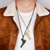 Pistol Desert Eagle Gun Mens Long Gold Necklaces Pendants Chain Hip Hop for Boy Male Stainless Steel Jewelry Gift