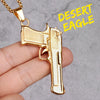 Pistol Desert Eagle Gun Mens Long Gold Necklaces Pendants Chain Hip Hop for Boy Male Stainless Steel Jewelry Gift