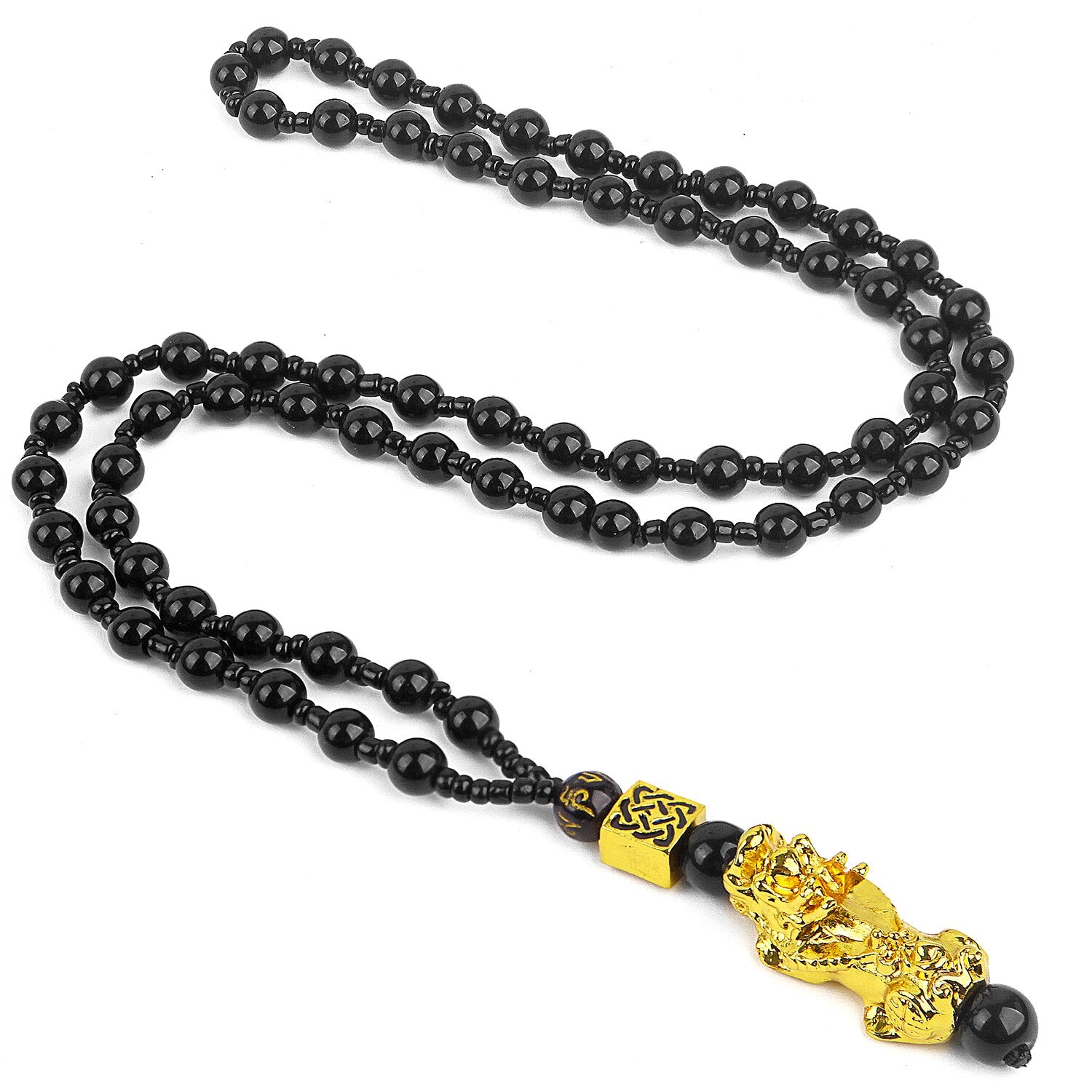 Pixiu Pendant Lucky Necklaces For Women Men Stone Beaded Chain Vintage Mascot Chinese Fengshui Necklace Jewelry Gifts