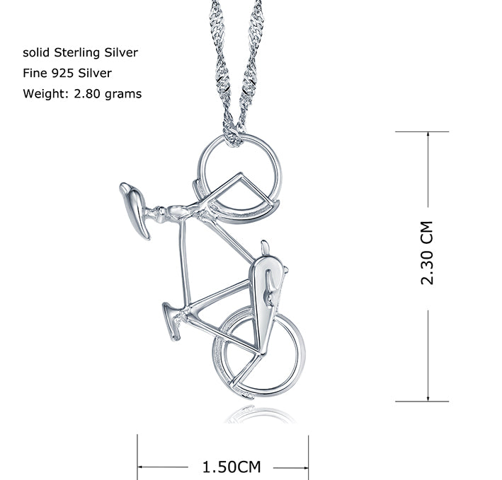 Plain 925 Sterling Silver Pendant Necklace for Girls Summer sports Jewelry Bike charm Necklace Summer gift 18 inches Long