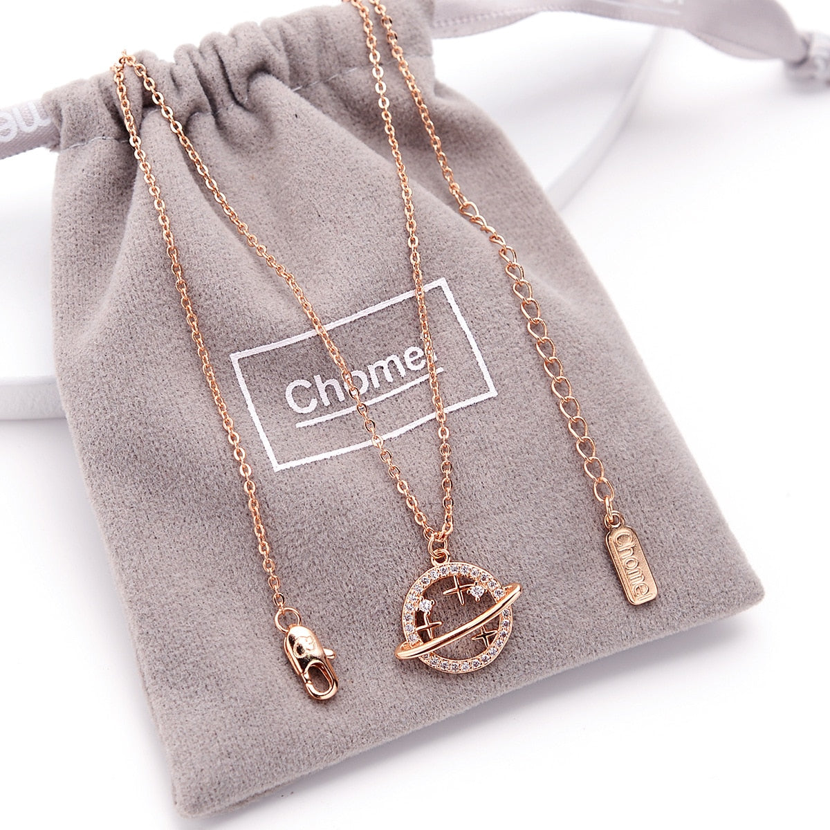 Planet S925 sterling silver necklace female niche design clavicle chain simple gift necklace