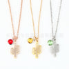 Plant Crystal Necklace  Cute DIY  3Colors  Cactus Pendant 13*25MM Stainless Steel