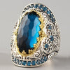 Plant Flower Print Pattern Bohemian Crystal Inlaid Ring Women's Ring Bridal Wedding Engagement Crystal Ring Accessories Jewelry