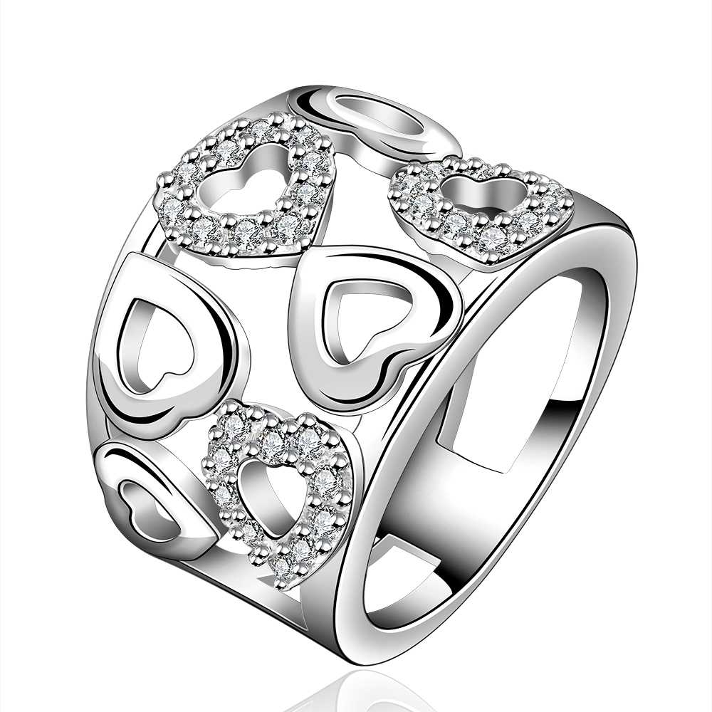 Plate Silver Heart Woman Rings Female  Quality Jewelry 2022 Trend Aesthetic Accessories  GaaBou