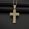 Pock Big Cross Necklace &amp; Pendant With Chain Gold Color Stainless Steel Cubic Zircon Men's Women Hip hop Jewelry For Gift