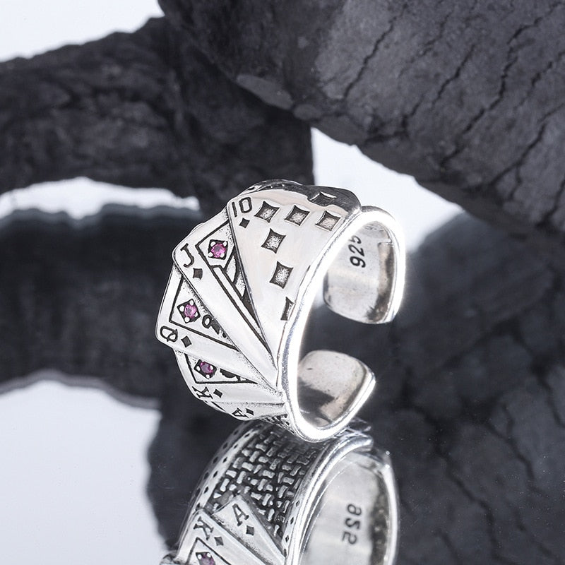 Poker Adjustable Rings For Women Vintage Silver Colour  Designer Jewelry 2022 Trend Aesthetic Accessories GaaBou Jewellery
