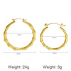 PolishedPlus 1 Pair Stainless Steel Bamboo Hoop Style Earrings Large Big Hoops Tree Rattan Earrings Women Jewelry Gifts