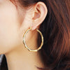 PolishedPlus 1 Pair Stainless Steel Bamboo Hoop Style Earrings Large Big Hoops Tree Rattan Earrings Women Jewelry Gifts