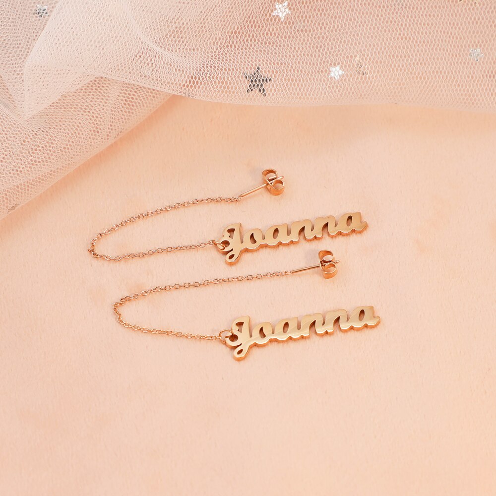 PolishedPlus 1 pair Custom Name Earrings Stainless Steel Personalized Stud Earrings Minimalist Earrings Jewelry For Mother Girls