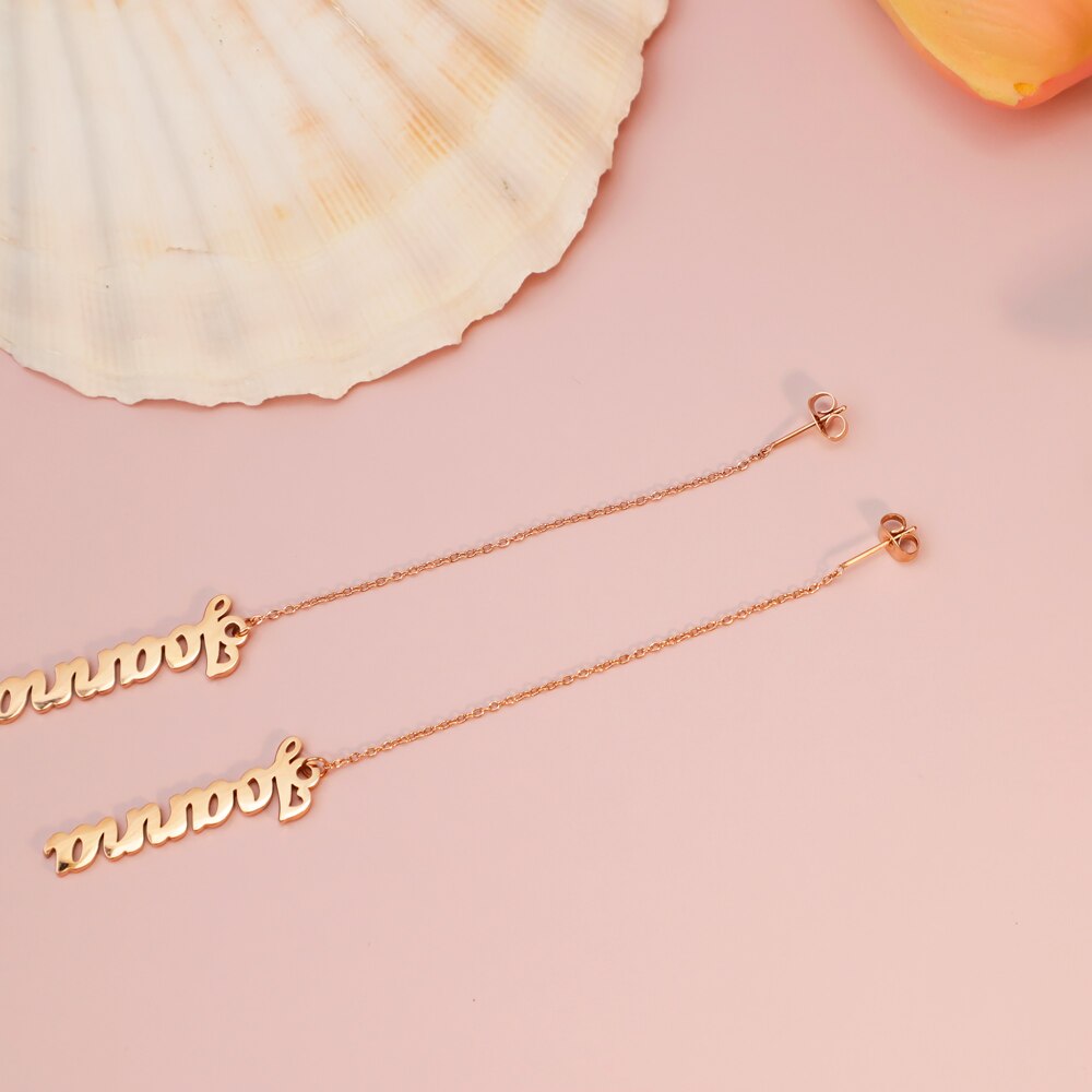 PolishedPlus 1 pair Custom Name Earrings Stainless Steel Personalized Stud Earrings Minimalist Earrings Jewelry For Mother Girls