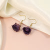 PolishedPlus 1Pair Natural Real Dried Flowers Purple Rose For Art Craft Epoxy Resin Making Jewellery Earrings