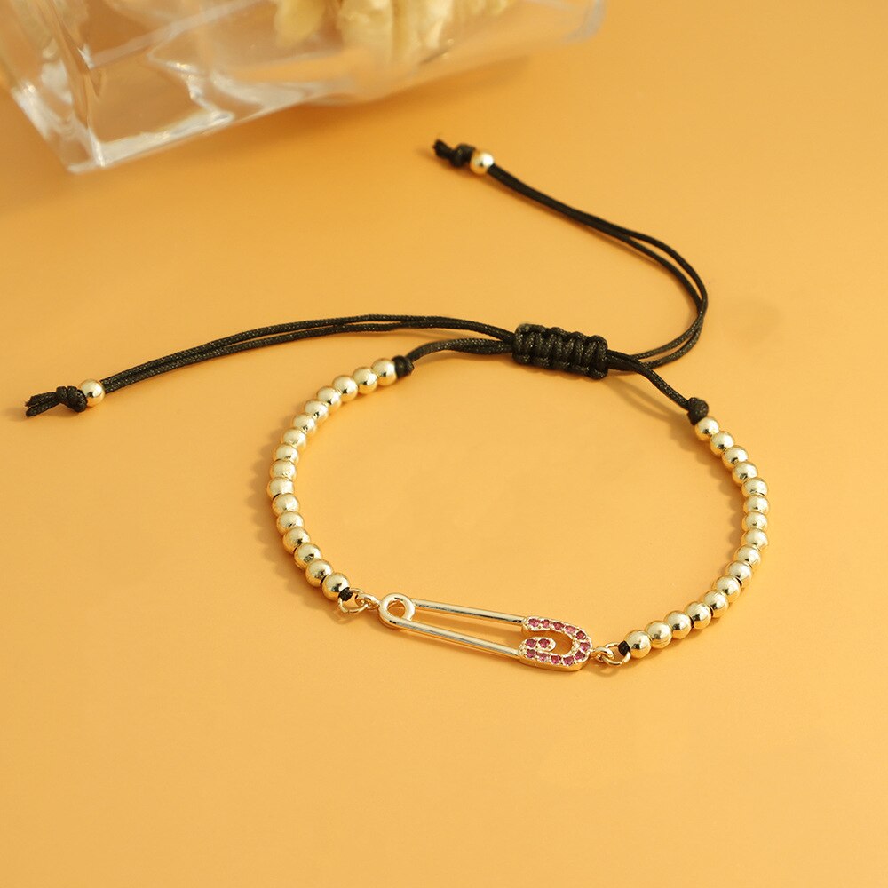 PolishedPlus Adjustable Bracelet Paper Clip With Zircon Bracelet For Woman Beads Charms Jewelry Gift