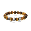 PolishedPlus Custom Family Name Personalized Tiger Eye Stone Beaded Bracelet Gift Engraving For Men