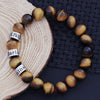 PolishedPlus Custom Family Name Personalized Tiger Eye Stone Beaded Bracelet Gift Engraving For Men