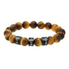 PolishedPlus Custom Family Name Personalized Tiger Eye Stone Beaded Bracelet Gift Engraving For Men