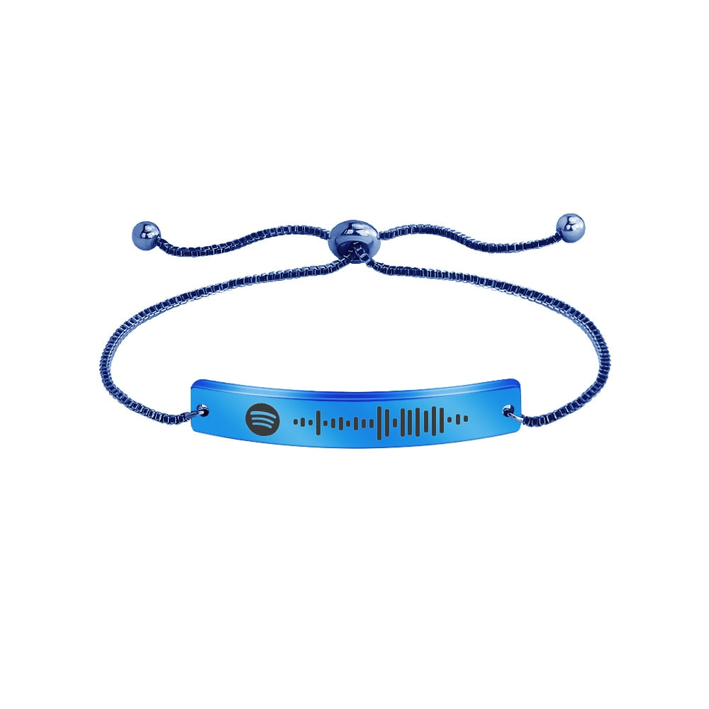 PolishedPlus Custom Music Spotify Scan Code Adjustable Bracelet For Women Men Stainless Steel Gradient Color Bangle Jewelry
