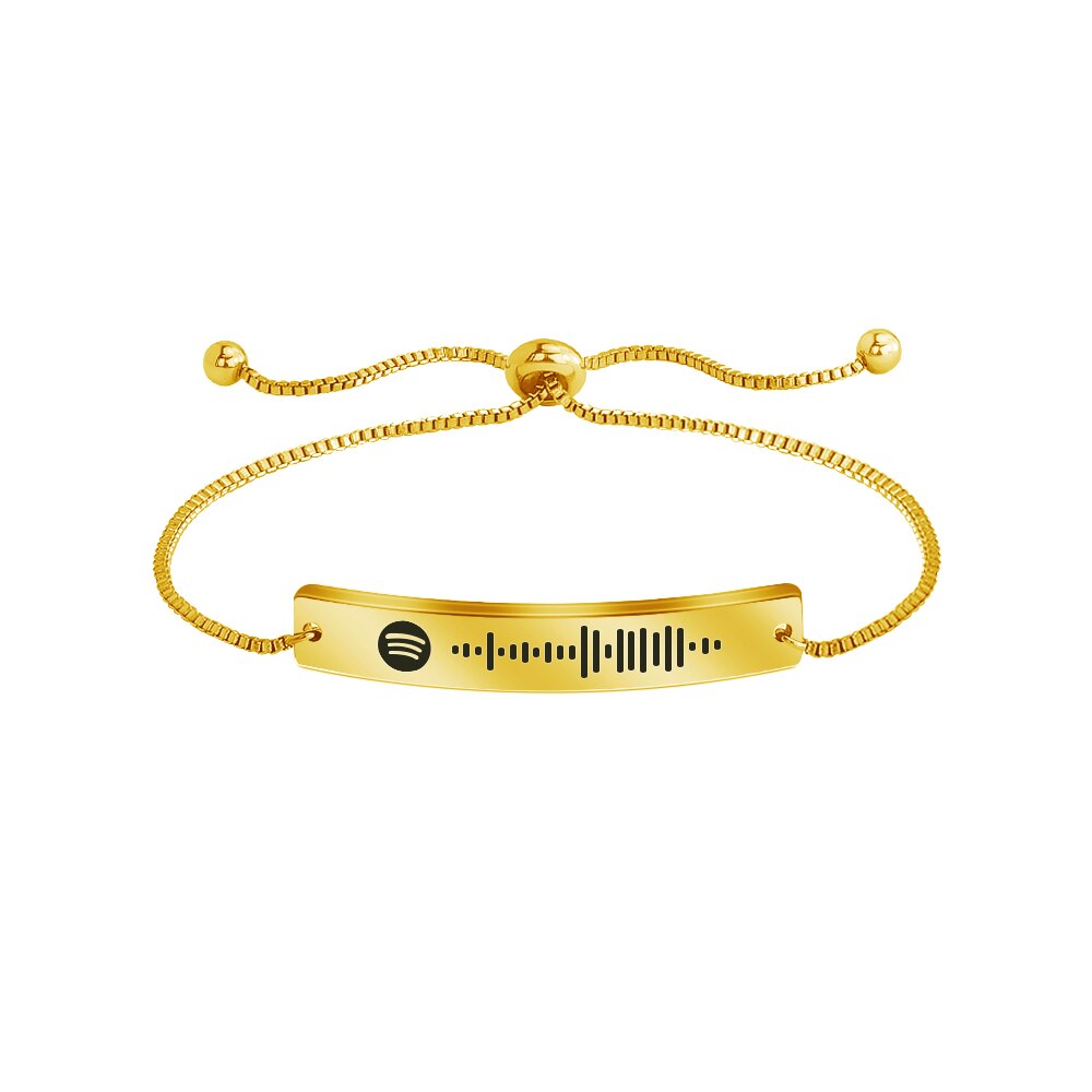 PolishedPlus Custom Music Spotify Scan Code Adjustable Bracelet For Women Men Stainless Steel Gradient Color Bangle Jewelry