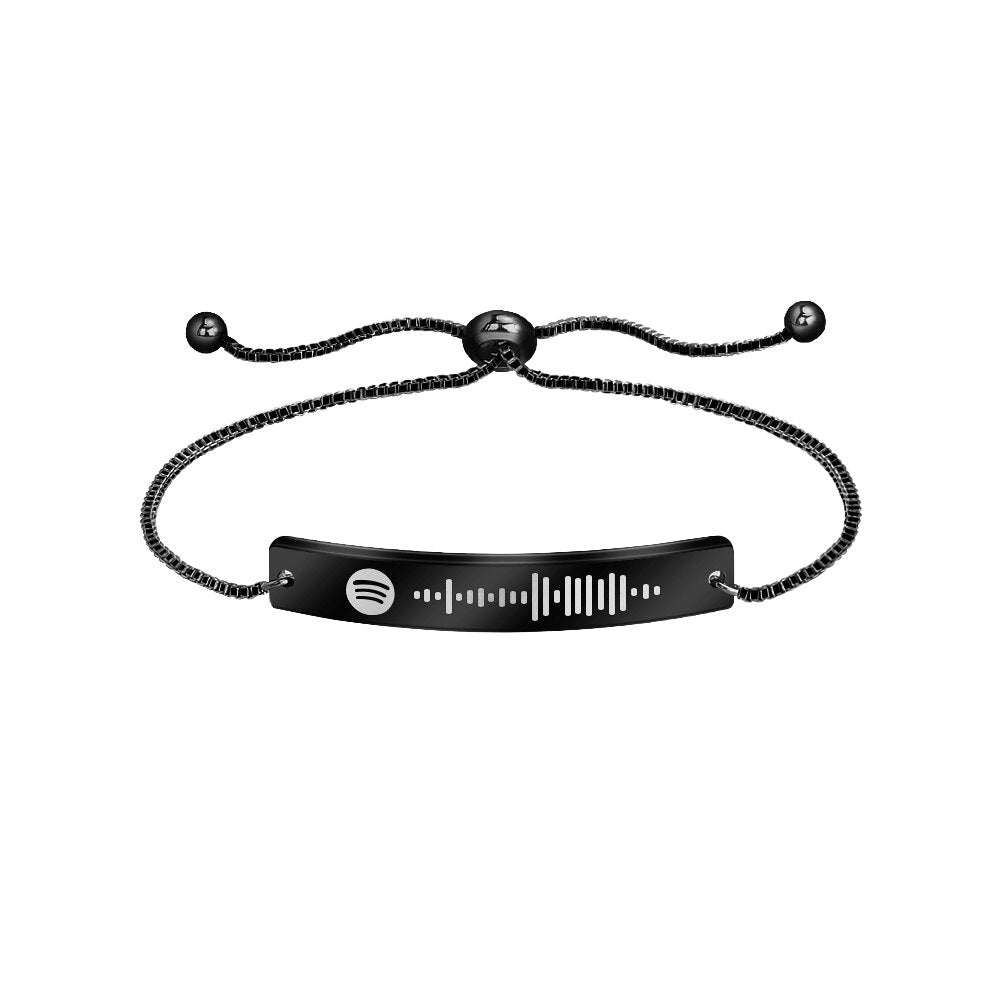 PolishedPlus Custom Music Spotify Scan Code Adjustable Bracelet For Women Men Stainless Steel Gradient Color Bangle Jewelry
