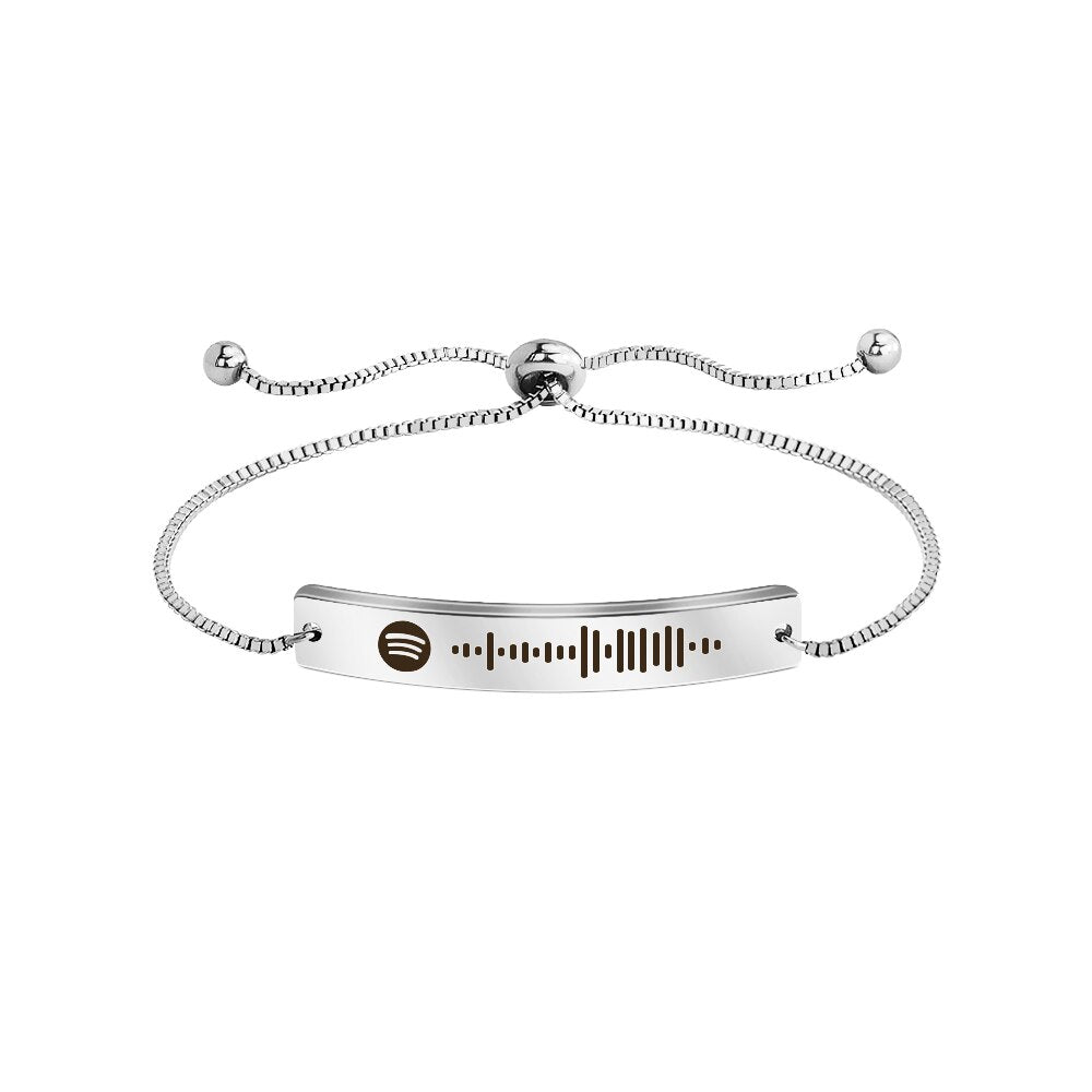 PolishedPlus Custom Music Spotify Scan Code Adjustable Bracelet For Women Men Stainless Steel Gradient Color Bangle Jewelry