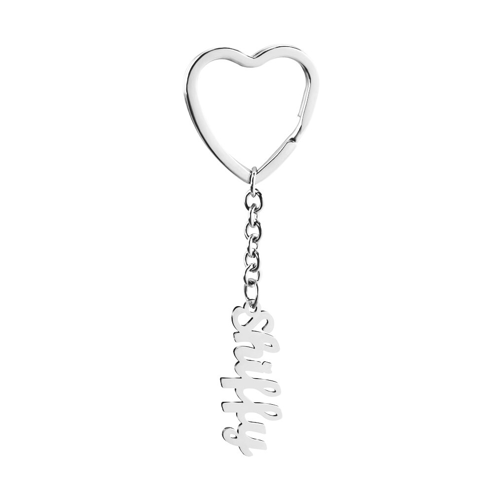 PolishedPlus Custom Name Keychain Stainless Steel Personalized Heart Keyring Minimalist Jewelry Accessories For Women Girls