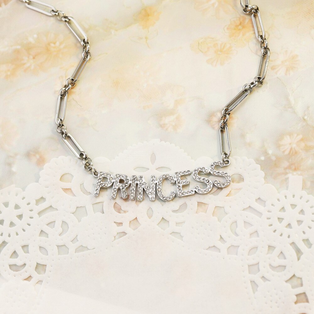 PolishedPlus Customize Crystal Name Necklace Simple Letter Double layer Clavicle Choker Jewelry Chic Gift for Women