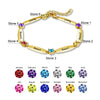 PolishedPlus Customize Family Names Bracelet Free Engraving Bangle With Birthstone Crystal Personalized Women Mom Jewelry Gift