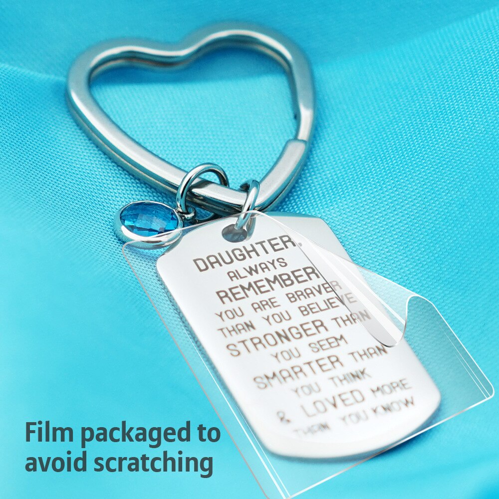 PolishedPlus Customized 2022 Love Keychain DAUGHTER Car stainless steel Keychain Letter personalized custom key ring gift