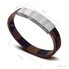 PolishedPlus Customized 2022 brown leather bracelet for men colour block metal bracelet personalized gift