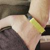 PolishedPlus Customized 2022 brown leather bracelet for men colour block metal bracelet personalized gift