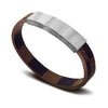 PolishedPlus Customized 2022 brown leather bracelet for men colour block metal bracelet personalized gift