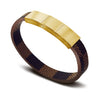 PolishedPlus Customized 2022 brown leather bracelet for men colour block metal bracelet personalized gift