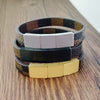 PolishedPlus Customized 2022 brown leather bracelet for men colour block metal bracelet personalized gift