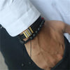 PolishedPlus Customized Bracelet Braided Rope 3D Bar Name Bracelet For Dad Men Boyfriend Husband Brother Gift Bangles