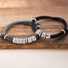 PolishedPlus Customized Bracelet Titanium Steel Braided Rope Men's Custom Letter Name Beaded Personalized Dad Birthday Gift