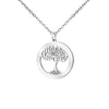 PolishedPlus Customized Family Birthstone Life Tree Round Necklace Women Collarbone Chain Necklace Personalized Pendant