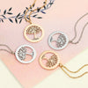 PolishedPlus Customized Family Birthstone Life Tree Round Necklace Women Collarbone Chain Necklace Personalized Pendant