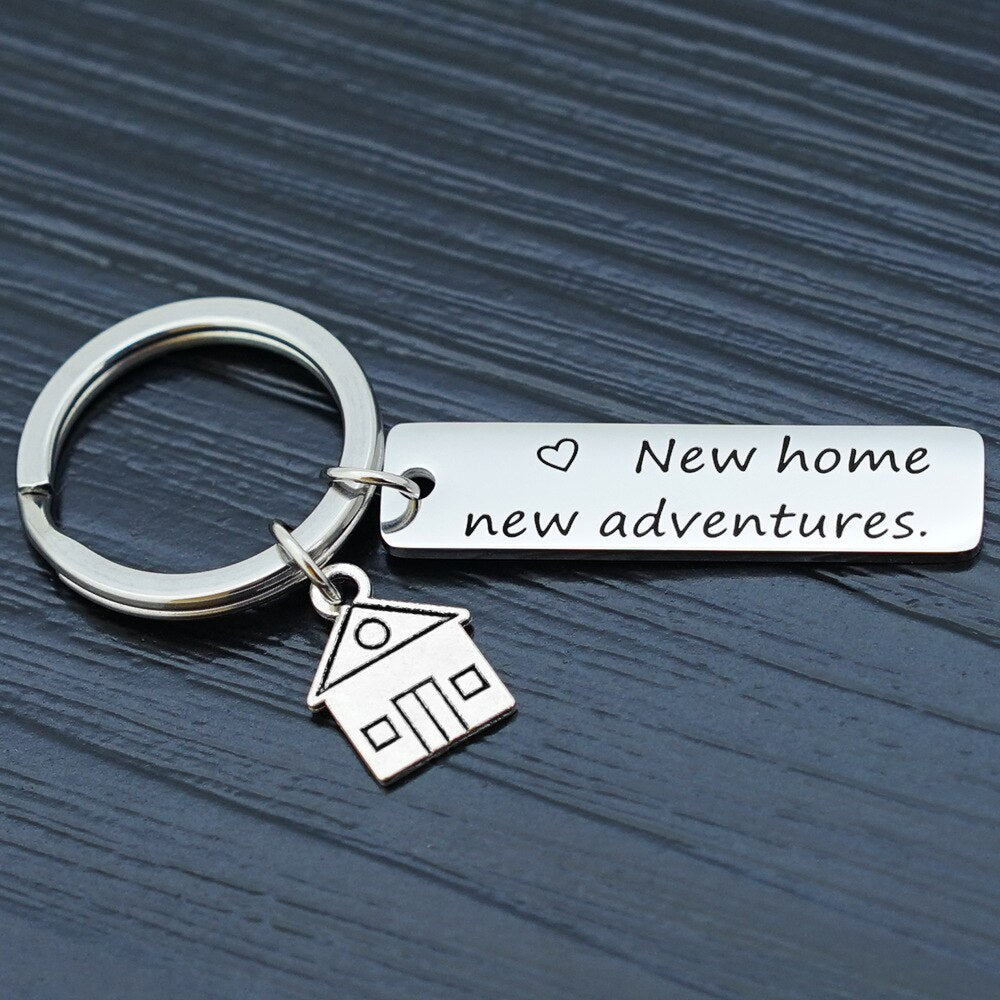 PolishedPlus Customized Keychain home adventures stainless steel Letter personalized Key ring gift